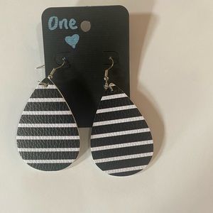 Black and white cork earrings
